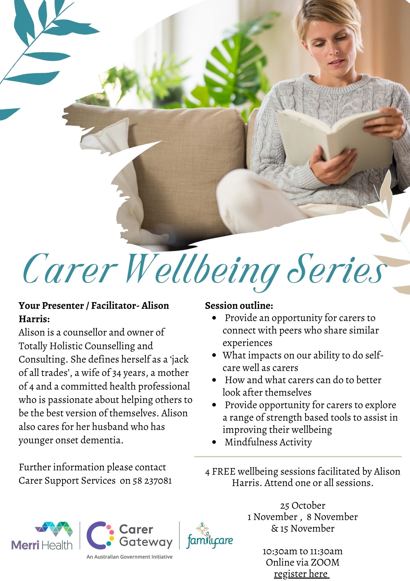 Carer Wellbeing Series flyer